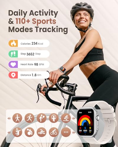 1.83" HD Smart Watch, 30 Days Battery Life, Sleep/Heart Rate/SpO2/Blood Pressure Monitor, Calls/Messages/Notifications, 5A...