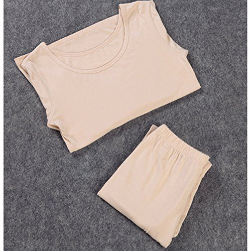 Liang Rou Women's Crewneck Long Johns Ultra Thin Modal Thermal Underwear Top & Bottom Set