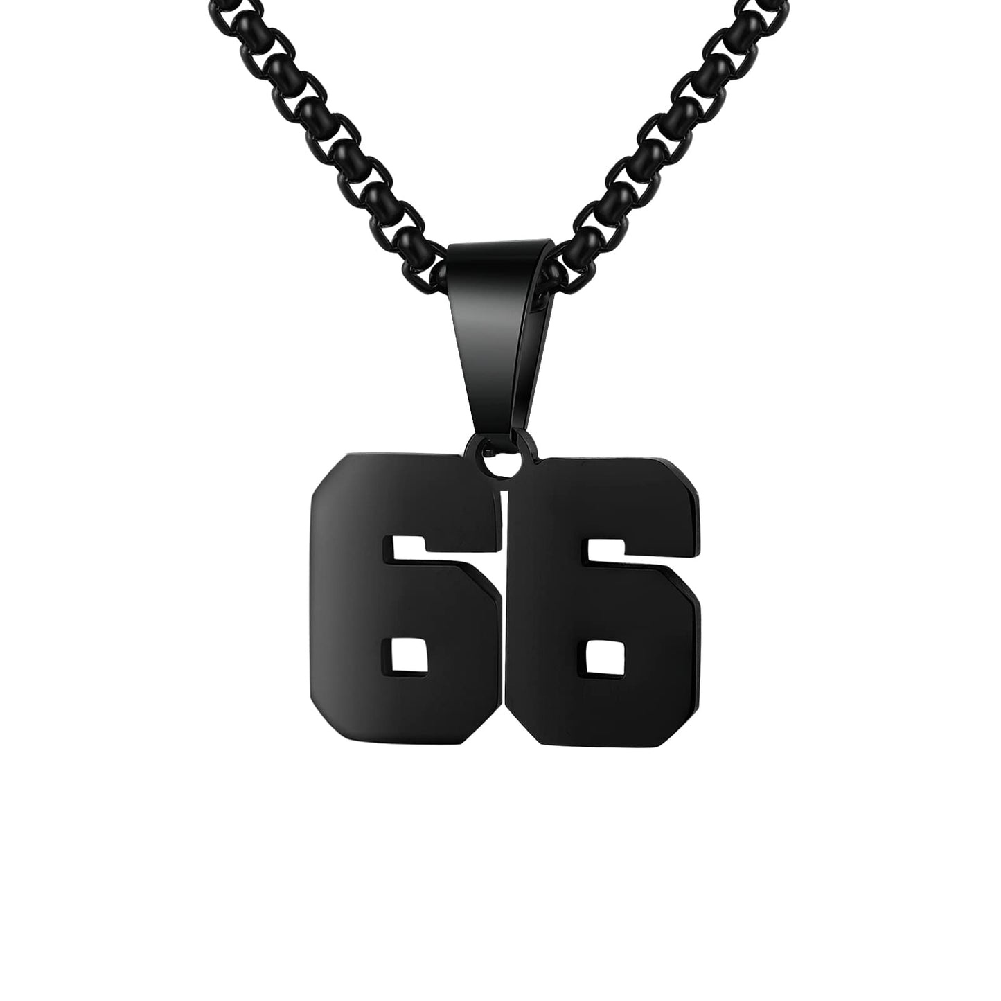 Number Necklaces Personalized Necklaces Black Initial Number Pendant Stainless Steel Chain Movement Necklaces for Men Women (66)