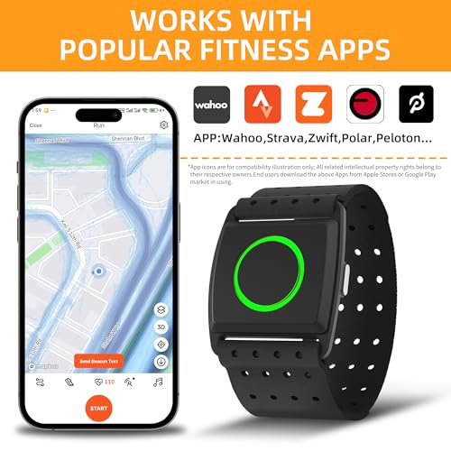 EZON Heart Rate Monitor C022Pro,Bluetooth& ANT+ Heart Rate Monitor Armband with HR Zone LED Indicator,Optical HRM Sensor f...