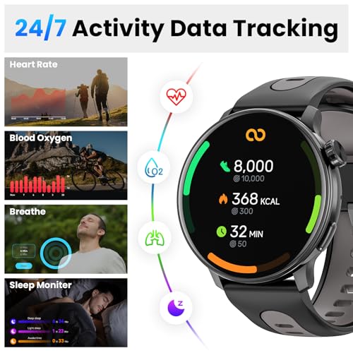 Smart Watch for Men Women GPS, 1.43'' AMOLED Smartwatch with Compass/Barometer/Altimeter 100+ Sports Fitness Tracker with ...