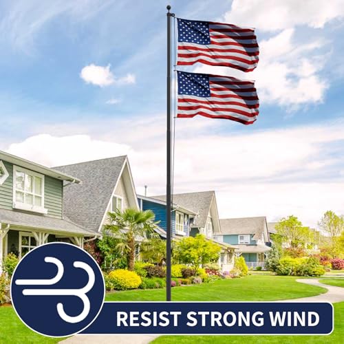 IIOPE 20FT Heavy Duty Flag Pole, 12-Gauge Aluminum, 100MPH Wind Tested | Extra Thick Residential & Commercial Flagpole Kit...