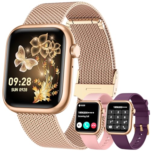 Smartwatch Women Fitness Tracker Watch: Gold Smart Watches for Women Make Answer Bluetooth Call Android Phones iPhone Comp...