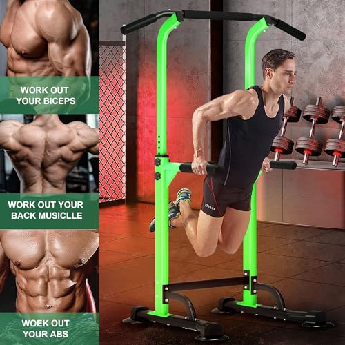 DlandHome Power Tower Pull Up Dip Station Multi-Function Fitness Equipment for Strength Training Adjustable Height Dip Sta...