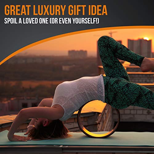 Deluxe Cork Yoga Wheel Set - Cork Wheel + 2 Blocks + Strap + Exercise Guide. Extra Firm Bricks. Better Support, Natural an...