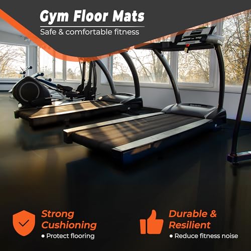 SUPERJARE 0.4'' Thick 24 Pcs 96 Sq Ft Rubber Top Exercise Equipment Mats, High Density EVA Foam Mats with Rubber Top, Inte...