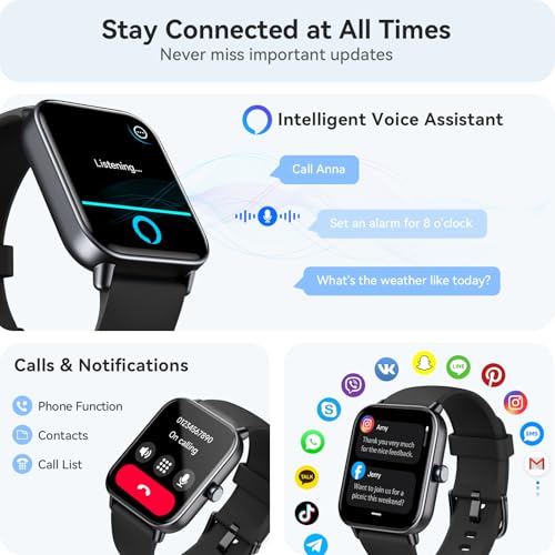 Smart Watch for Men Android & iPhone, Alexa Built-in, 1.8" Touch Screen Fitness Tracker, IP68 Waterproof Heart Rate/Sleep/...