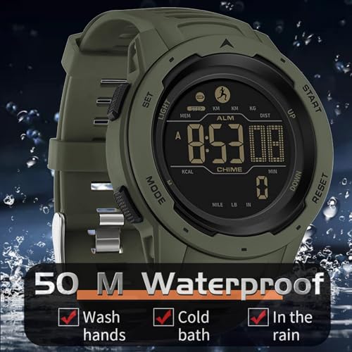 findtime Men's Digital Watch Waterproof Pedometer Watches Sport Watch Step Counter Calorie Military Watch with Stopwatch A...