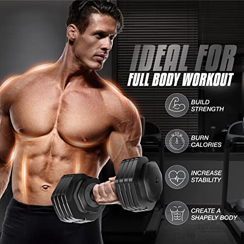 Yes4All 25/55LB Adjustable Dumbbells Pair/Single, 5-in-1 Dumbbells Adjustable Weights with Anti-Slip Handle & Sturdy Prolocks