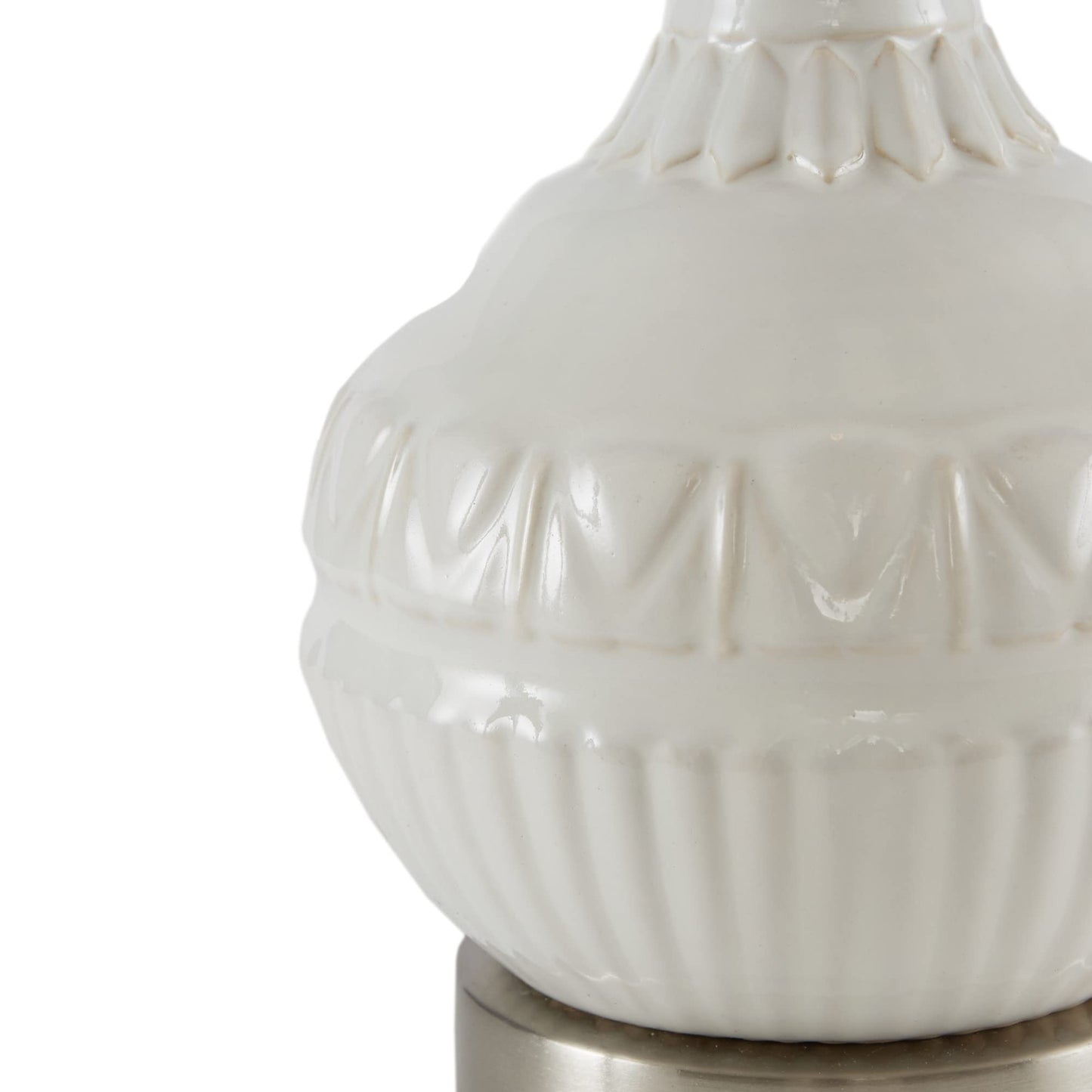 510 DESIGN Gypsy Ceramic Table Lamp, 10inW x 10inL x 20.5inH, White, Fabric Shade, Rotary Switch, Model 5DS153-0030