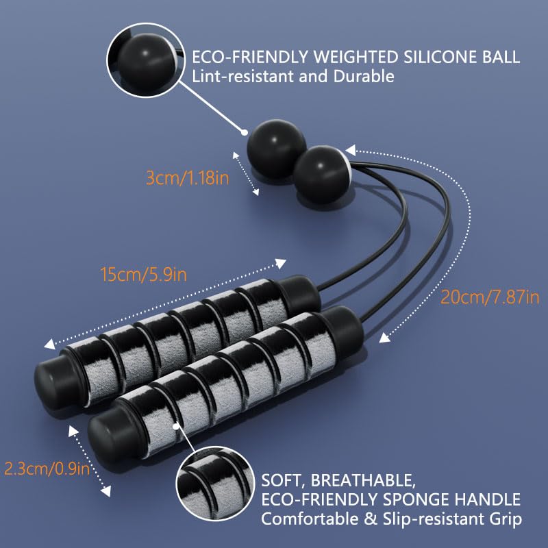 POCFOINY Weighted Jump Rope for Fitness, Cordless Jump Rope for Women, Men & Kids, Ropeless Jumping Rope for Workout, Grav...