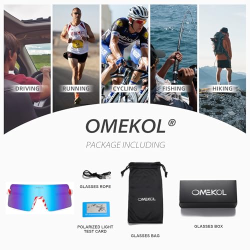 OMEKOL Two Sizes For Adults and Youth Polarized Sunglasses Men Women Outdoor Sport Baseball Glasses UV400 Cycling Eyewear