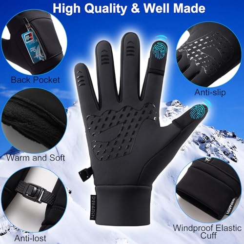 weiatas Winter Fingerless Gloves for Men Women Touch Screen, Cold Weather Thermal Sport Gloves for Fishing Running Cycling...