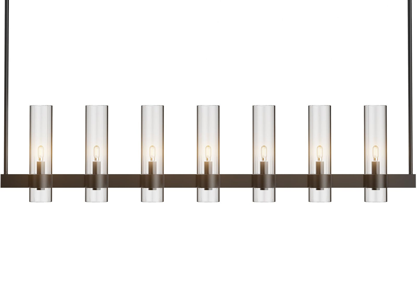 Yiosi Black Kitchen Island Lighting- 7-Light Linear Chandelier  Adjustable 47 Modern Farmhouse Rectangle Pendant Light Fixtures  Dining Room  Bedroom