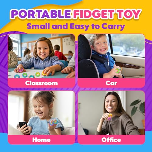 Fidget Toys Sensory Rings for Kids: 12 Pack Finger Spinner Rings - Texture Stress Toys for Kids Autism Calming - Fun Fidge...