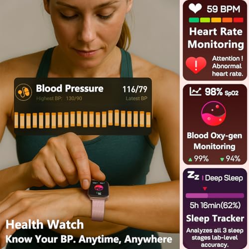 MorePro Health Fitness Tracker with 24/7 Heart Rate/Blood Pressure Monitor, Blood Oxy-gen/Sleep Tracking, 120+ Sports Acti...