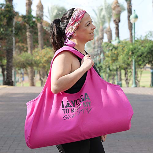 Wild Essentials Yoga Bag, Exercise, Tote, Large Carrier, Shoulder Strap, Inner Pocket, Fits Most Mats, Recycled Cotton Canvas