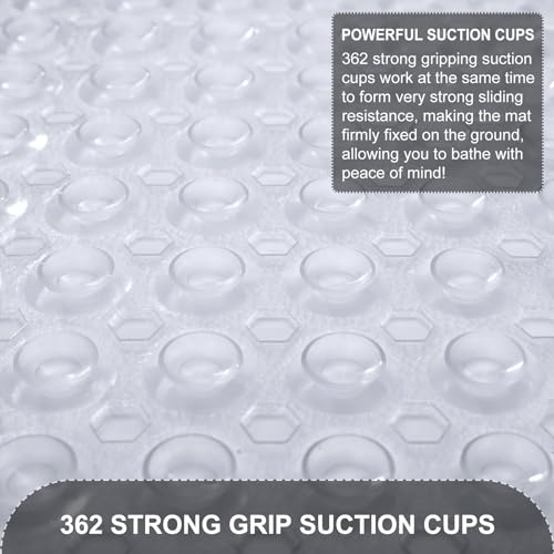 TEESHLY Bath Tub and Shower Mats, Non Slip 40 x 16 Inch Extra Long Bathtub Mat, Machine Washable Bathmat with Drain Holes,...