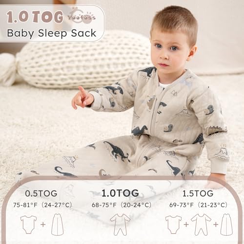 Yoofoss Baby Sleep Sack with Sleeves Wearable Blanket Baby Organic Cotton 2-Way Zipper Sleeping Sack, Soft Breathable Durable