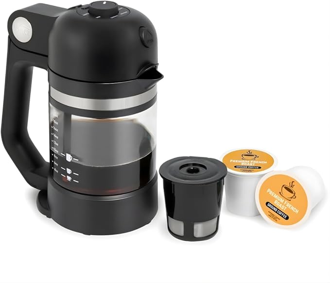 VINCI Micro Café Smallest Single-Serve Coffee Brewer | Compatible with Keurig K-Cups, K-Pods | Glass Carafe | Enclosed Brewing for Hotter Coffee | Large Capacity Reusable Filter Cup Included