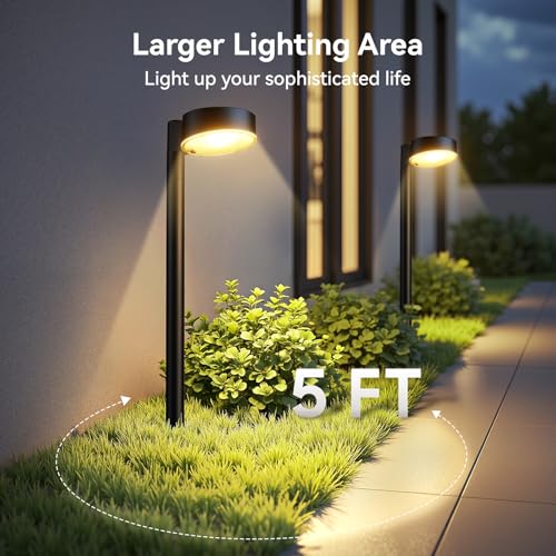 Ahaorigin 8 Pack Solar Pathway Lights Outdoor, 12 Brighter LED Solar Lights Outdoor Waterproof, Up to 12 Hrs Modern Path L...