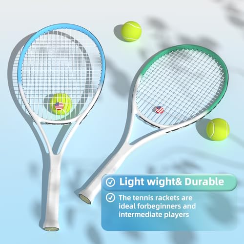 Adult 2 Player Tennis Racket Perfect for Beginner and Professional Players, 27” Speed Tennis Racquet Include Tennis Balls,...