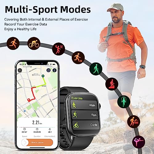 Hwagol Smart Watch (Answer/Make Call) 1.85inch Fitness Tracker, DIY Dials/Pedometer/Calories/Multiple Sport Modes/Voice As...