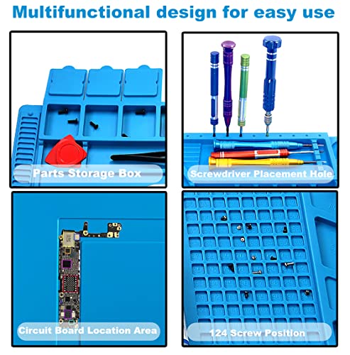 Premium Heat Resistant 932°F Silicone Soldering Mat, Large Anti Static Magnetic Electronic Repair Work Mat for BGA and Gun...
