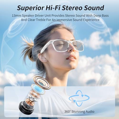 Smart Glasses, AI Bluetooth Glasses for Women/Men with 144 Language Instant Translation & Interpretation, Blue Light Filte...