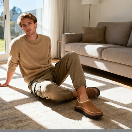 Zizor Men's Moccasin House Shoes Slippers Indoor Outdoor