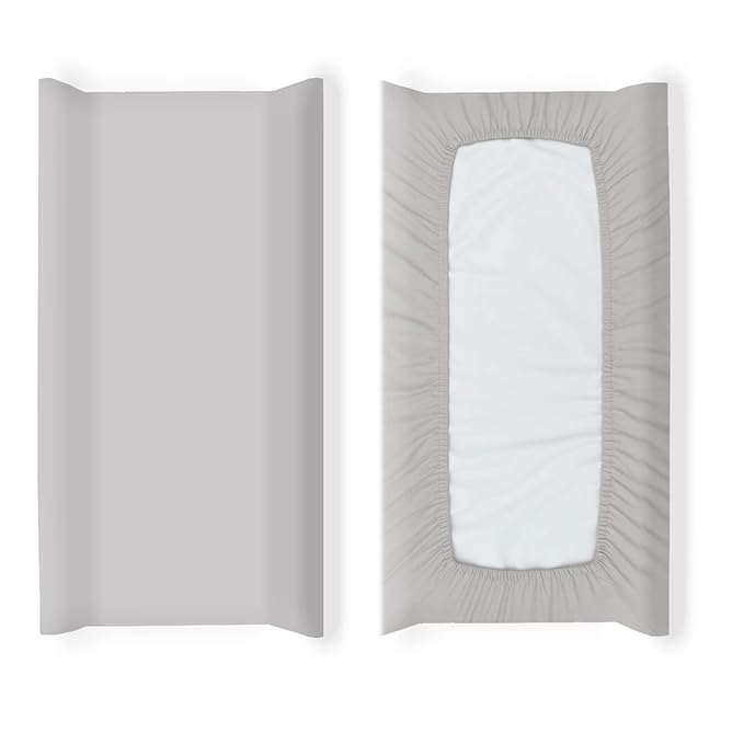 AMROSE 3 Pack Easy Care Changing Pad Covers, Ultra Soft Microfiber Diaper Change Table Sheets for Baby Boys and Girls, White & Gray & Navy