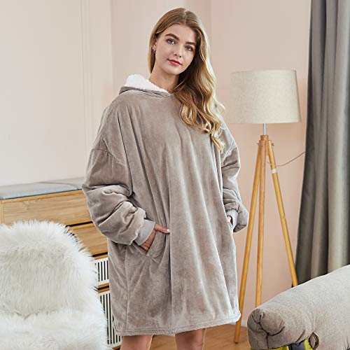 Felicigeely Blanket Hoodie Wearable Blanket Sweatshirt Oversized Hooded Blanket Sweater Gift for Women