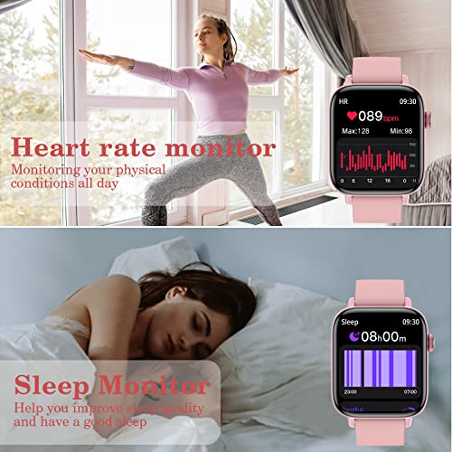 PJYUBVOR 1.9" Smart Watch for Women - Bluetooth Call Fitness Tracker with Heart Rate/Sleep Monitor/Menstrual Reminder, DIY...