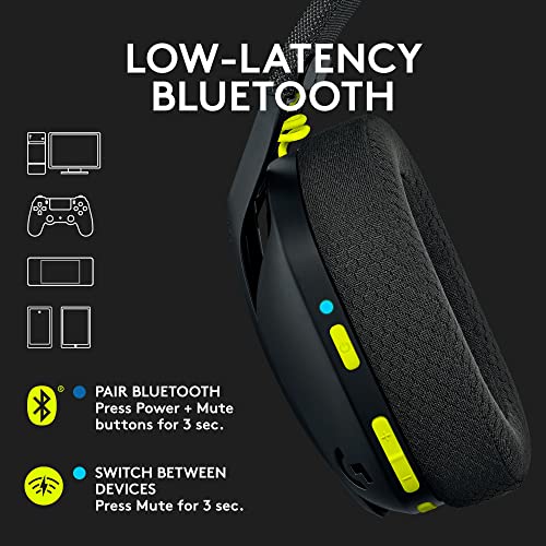 Logitech G435 Lightspeed & Bluetooth Wireless Gaming Headset - Lightweight Over-Ear Headphones, Built-in mics, 18h Batter...
