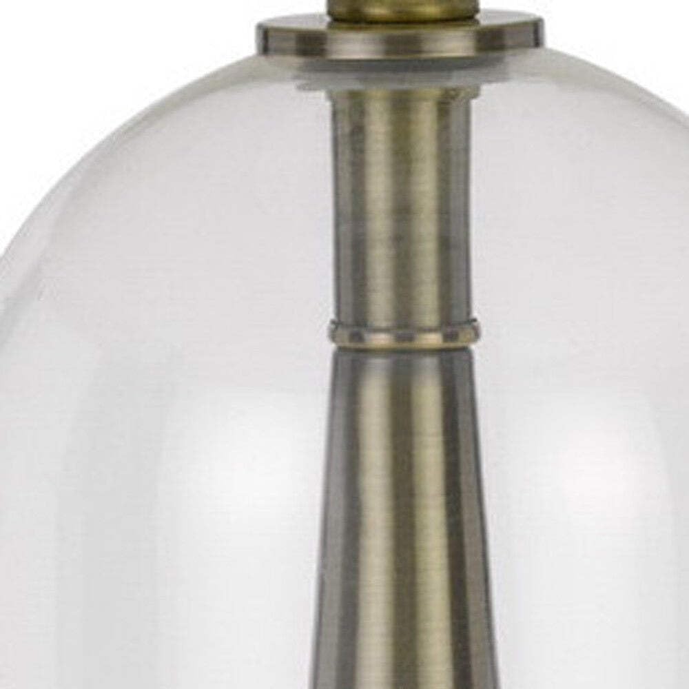 HomeRoots Metal Table Lamp with Empire Shade, 29 in., Clear & White, Model 524714