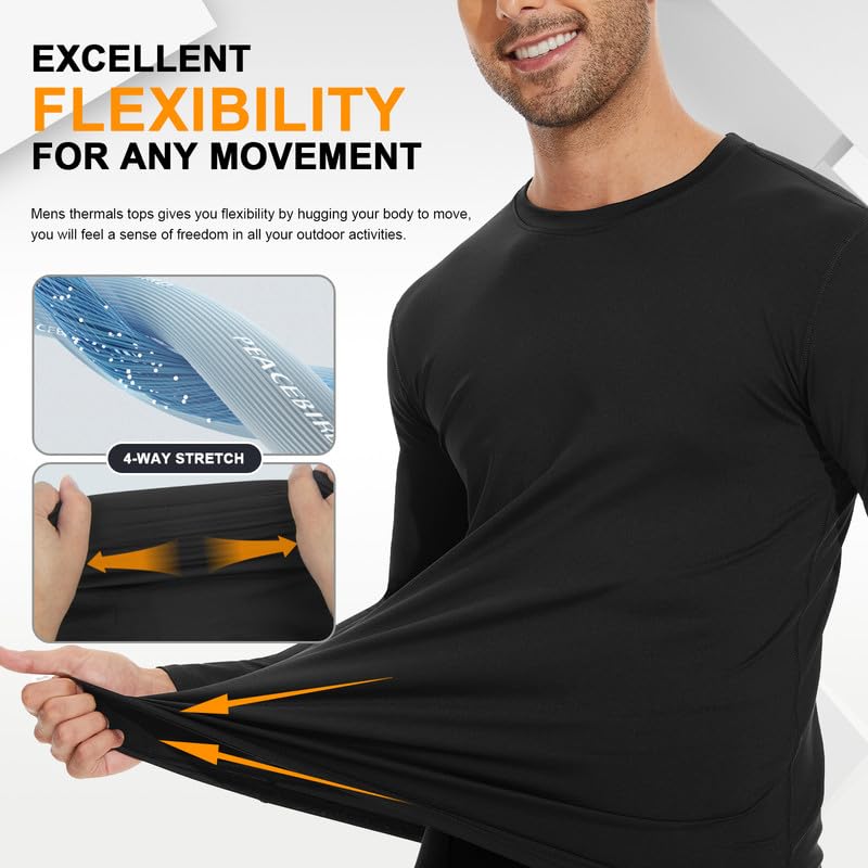 SIMIYA Mens Thermals Long Sleeve Undershirt Warm Fleece Lined Base Layer Thermal Tops Long John Shirts for Men