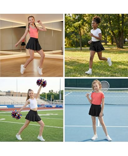 Stelle Butterfly Shorts Girls with Pocket Athletic Flowy Short 2 in 1 Dance Cheer Running Tennis Sports Skort 4-15 Years