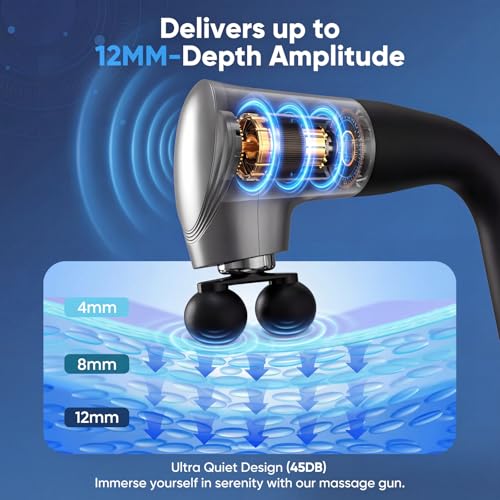 makecatch Long Handle Massage Gun for Back and Shoulders, Ergonomic Extended Reach Deep Tissue Massager, U-Shaped Dual Hea...