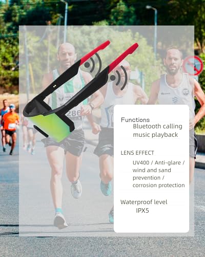 Smart Glasses, Polarized Bluetooth Sunglasses, Built-in Mic & Speakers, UV Protection Audio, Sport Sunglass