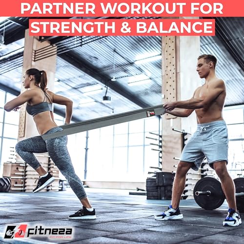 FITNEZA 76" Inch Premium Extended Length Fabric Resistance Bands for Working Out – 3" Wide Non-Slip Extra Long – No Pinchi...