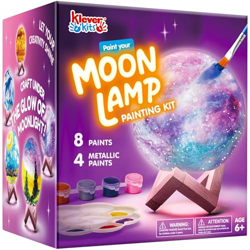 Klever Kits DIY 3D Moon Night Light, Paint Your Own Moon Lamp Kit Galaxy Lamp Arts and Crafts Kit, School Activities, Birt...