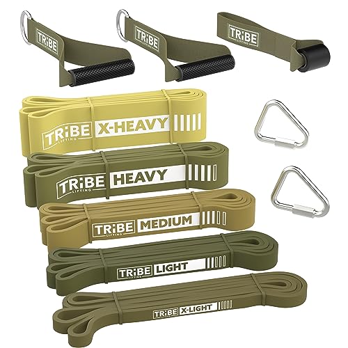 Long Resistance Bands for Working Out Men and Women - Set of 5 Pull-Up Bands, Rubber Handles and Door Anchor - Workout Ban...
