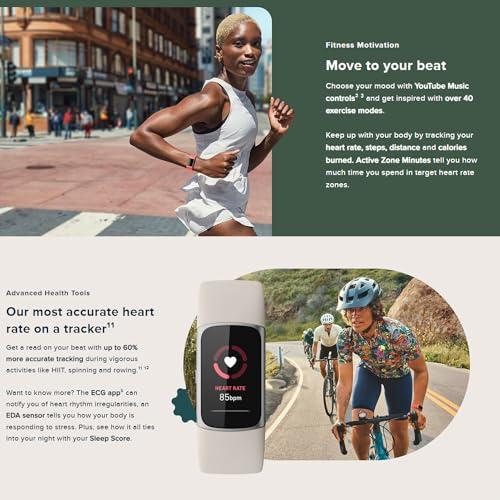 Fitbit Charge 6 Fitness Tracker Watch with Google apps (Black) Bundle with PremGear 3 Silicone Comfortable Watch Bands, 3f...