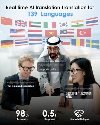 4-in-1 AI Smart Glasses, 800W HD Camera Glasses, 1080P Video Recording Sunglasses, Built-in ChatGPT AI Voice Assistant, Re...