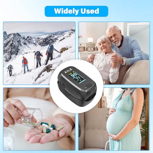 AILE Pulse Oximeter with Fingertip Oxygen Meter : AILE Compact Fingertip Pulse Oximeter-Blood Oxygen/Heart Rate Monitor-4 ...
