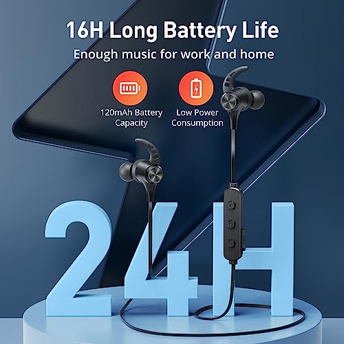 Hsoipn Wireless Headphones, Bluetooth 5.2 Stereo aptX Wireless Earbuds Bass Bluetooth Earbuds Bulit-in Mic with 16H Playti...