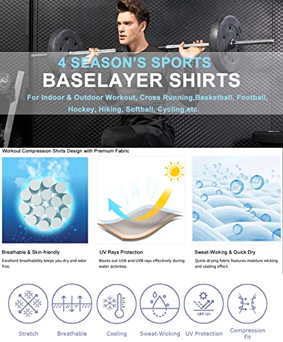 SPVISE Men's Athletic Compression Shirts Long Sleeve Workout T-Shirt Rash Guard Base Layer Top Basketball Undershirt Cool Dry