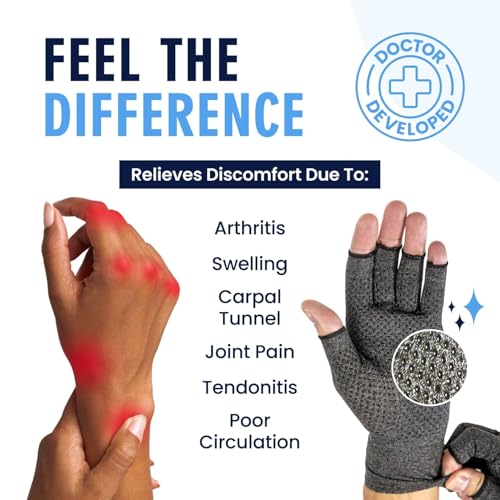 Dr. Frederick's Original Arthritis Compression Gloves for Women & Men - Doctor-Developed Fingerless Hand Support for Arthr...