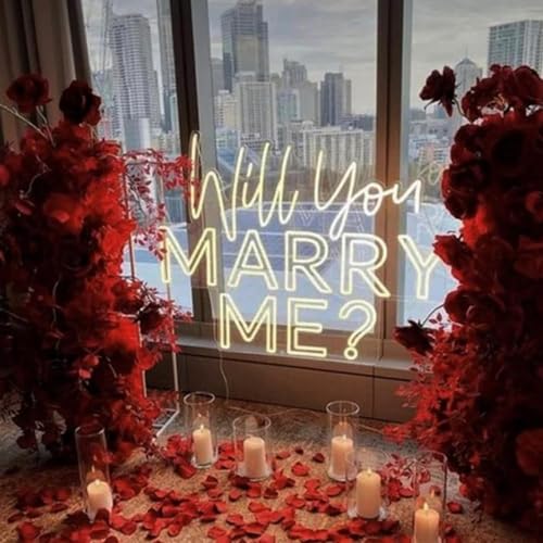 Will You Marry Me? Neon Sign -Size:23inch- Custom Large Wedding LED Neon Light Home Wall Decor Wedding Engagement Party Ba...