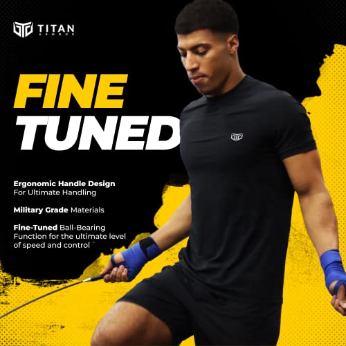 Titan Armour® Speed Rope - Professional Self-Locking & Adjustable, Adult Speed Jump Rope | 2 x Steel Ropes, Cable Protecto...